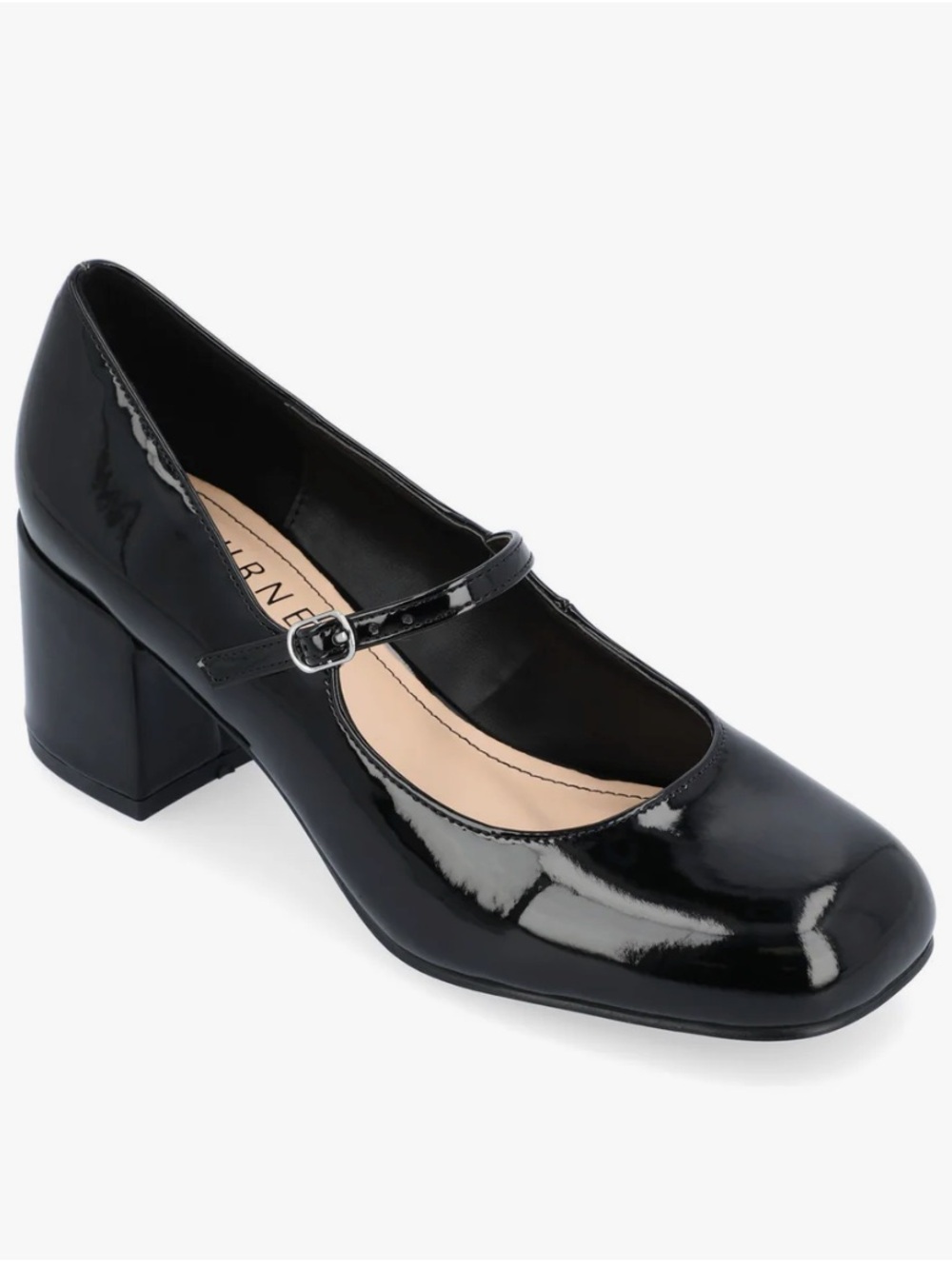 Journee Collection Black Patent Mary Jane Block Heel in black